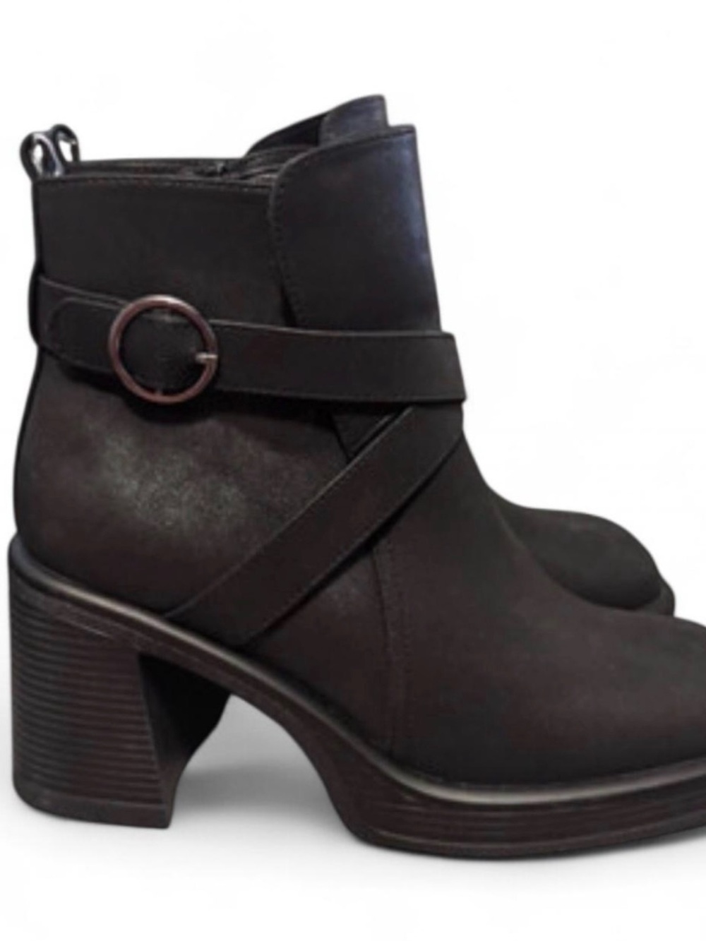 Jellypop Eugenie Black Square Toe Heeled Ankle Boots Size 10